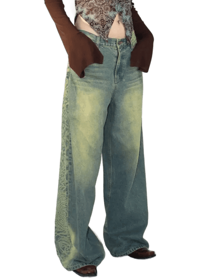 Jeansy ze wzorem typu vintage