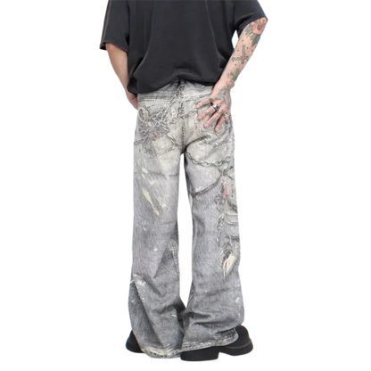 Jeansy z nadrukiem łańcuchowym UNISEX